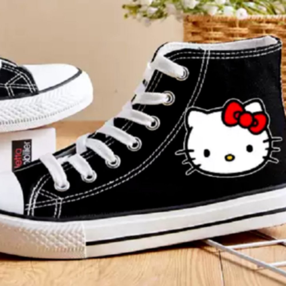 High Tops Hello Kitty Sneakers Canvas Tennis Shoes Athletic Casual Girls Women's